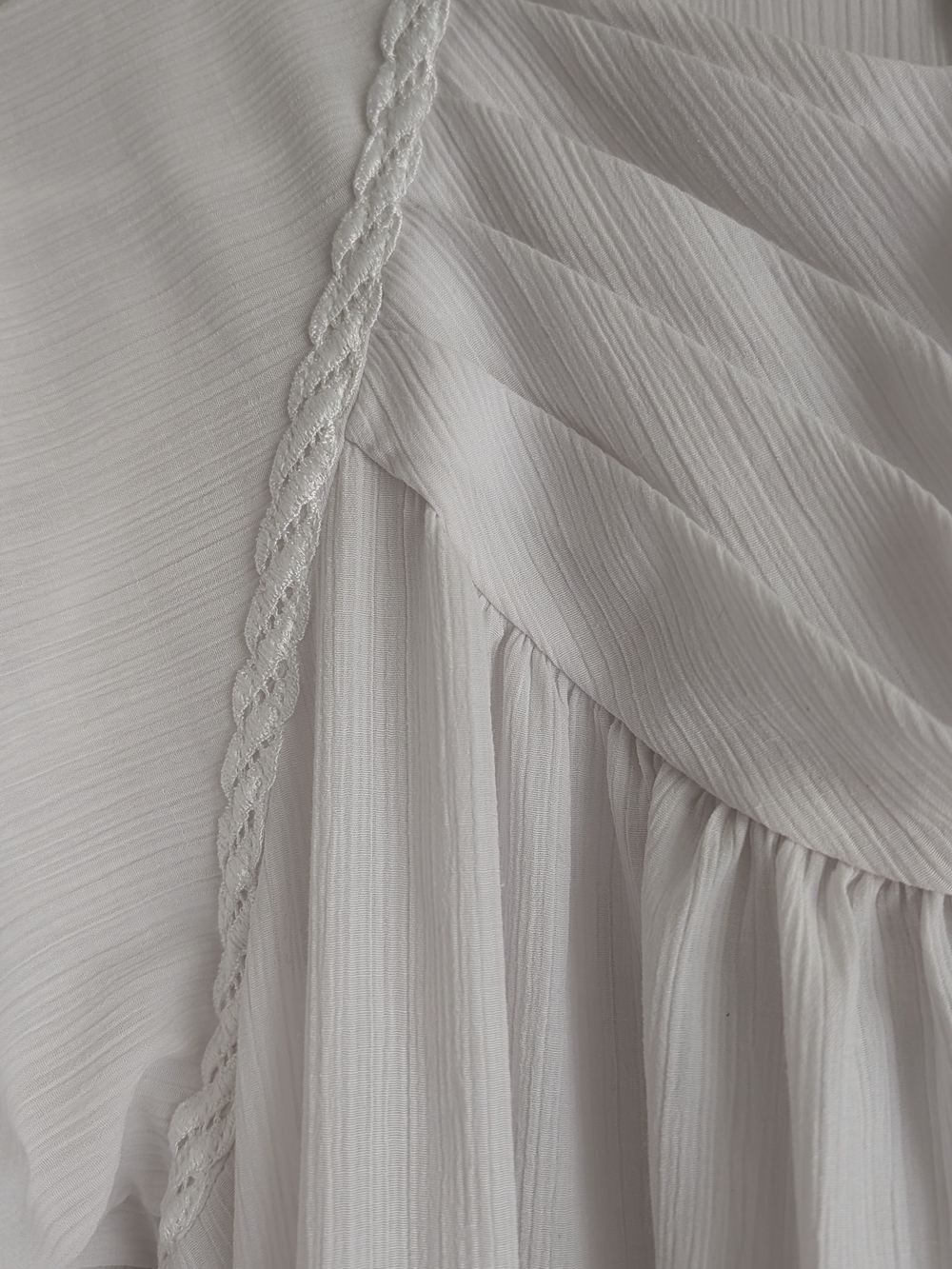 Le Voys White Long Sleeve Maxi Dress with Pleated Yoke - Picture 5 of 7